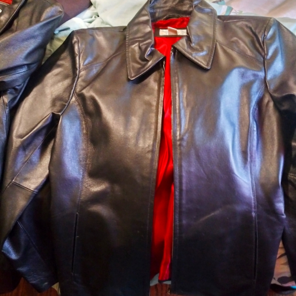 His and her leather jackets 125 for both are 75 ap
